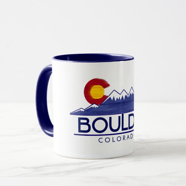 Caneca de madeira montanhas Boulder Colorado (Frente Esquerda)