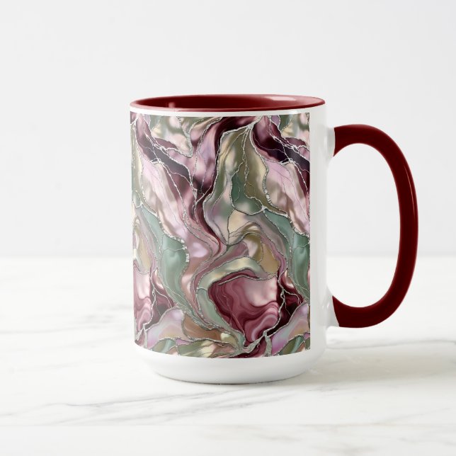 Caneca de Mármore Blush Sage Luxo Xícara de Café A (Direita)