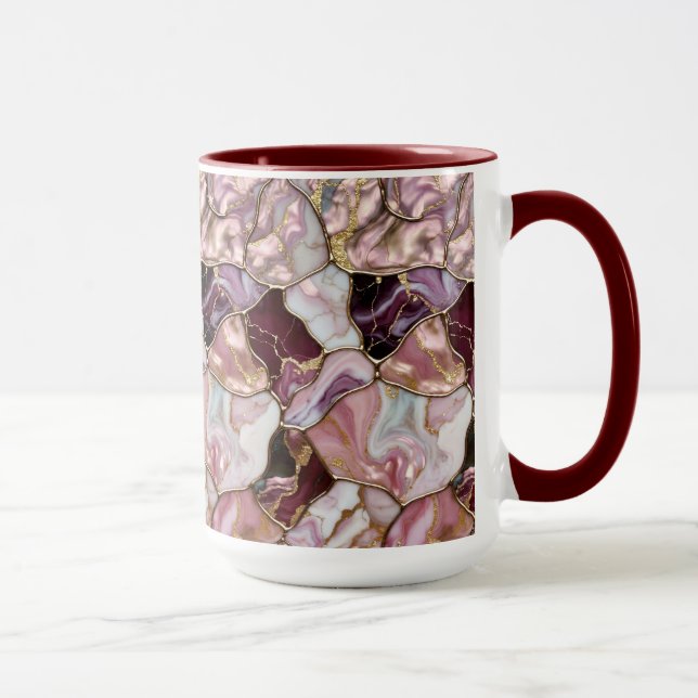 Caneca de Mármore Rosa Veio Dourado Xícara de Café (Direita)