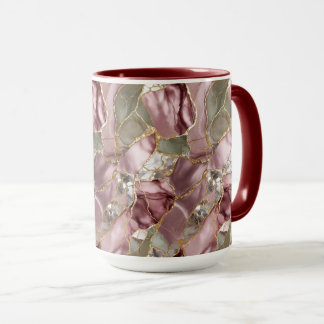 Caneca de Mármore Rosado com Veio Dourado Xícara d