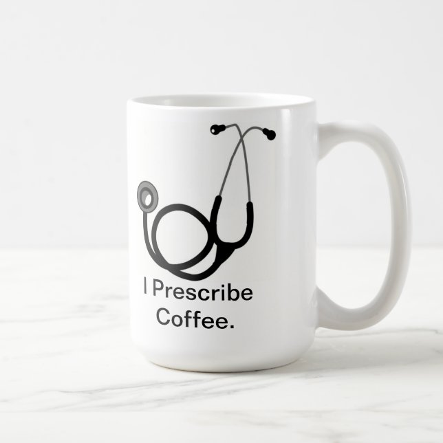 Caneca de Médico Engraçada - Eu Prescrevo Café (Direita)