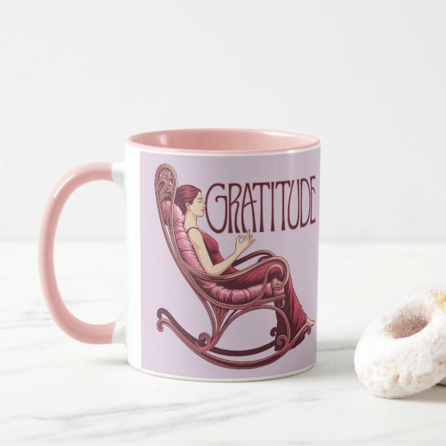 Caneca de Meditação Afirmação Lavanda Borgonha (Com Donut)
