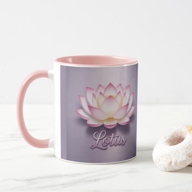 Caneca de Meditação Flor de Lótus Rosa (Com Donut)