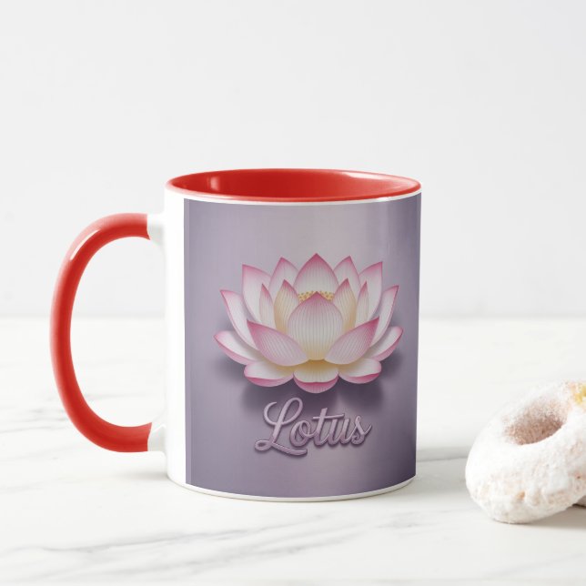 Caneca de Meditação Flor de Lótus Vermelho (Com Donut)