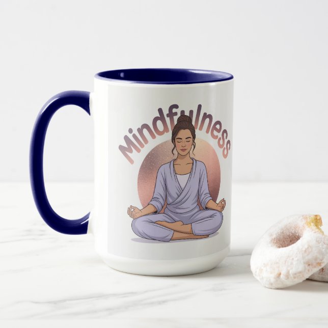 Caneca de Meditação Mindfulness Combo Azul Navy (Com Donut)
