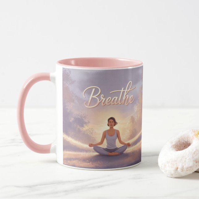 Caneca de Meditação Respirar Céu Lavanda (Com Donut)