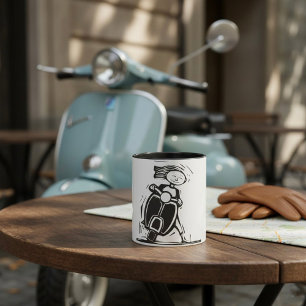Caneca de Menina Andando de Scooter