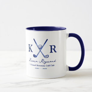 Caneca de Monograma Azul para Golfer