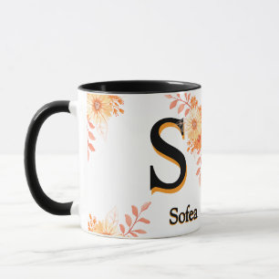Caneca de Monograma de Outono Personalizada - Nome