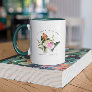 Caneca de Monograma Dinossauro de Aquarela Fofo