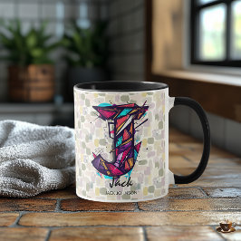 Caneca de Monograma Geométrico Marcante - J para J