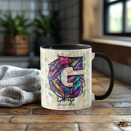 Caneca de Monograma Geométrico Vibrante - G para G