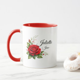 Caneca de Monograma Rosa Vermelha – Flor de Nascim