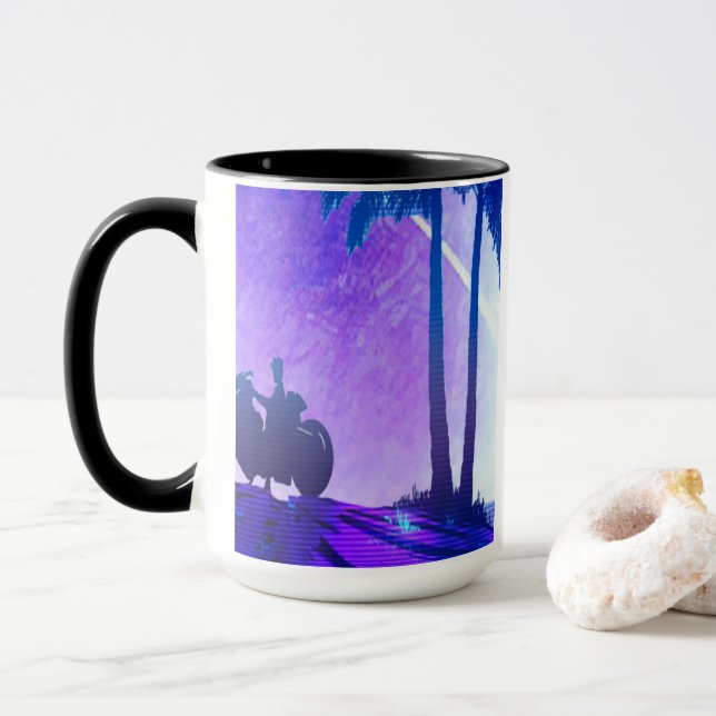 Caneca de Moto Synthwave (Com Donut)