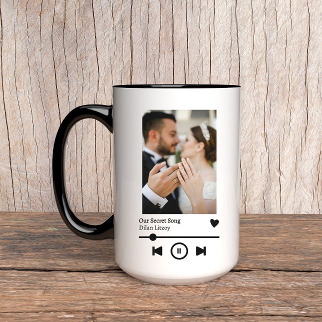 Caneca de Música com Foto Personalizada, Presente  (anniversary gift mug, birthday gift mug, music mug for him, music mug for her, custom song mug, )