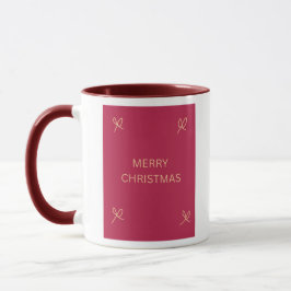 Caneca de Natal Alegre com Arco Ilustrado em Rosa