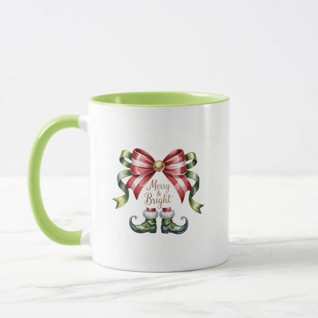 Caneca de Natal Alegre e Brilhante • Sapato de Elf (Esquerda)