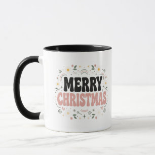 Caneca de Natal Alegre Groovy Retro na Moda, Flora
