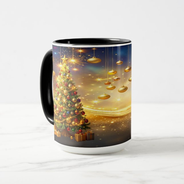Caneca de Natal Árvore de Natal Decorada (Frente Esquerda)