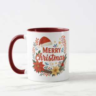 Caneca de Natal Chapéu do Papai Noel Feliz Natal