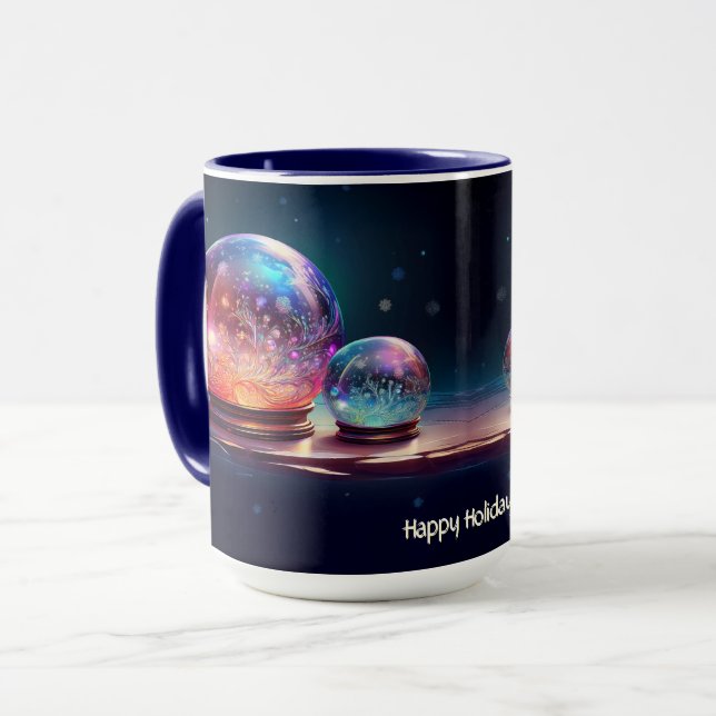 Caneca de Natal com Bolas de Neve de Cristal (Frente Esquerda)