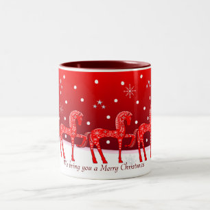 Caneca de Natal com cavalos bonitos e texto person