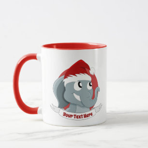 Caneca de Natal com elefante de desenho animado fo