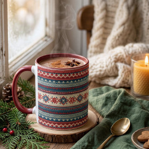 Caneca de Natal com Estampa Fair Isle Nórdica e Co