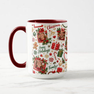 Caneca de Natal com Foto Personalizada da Família