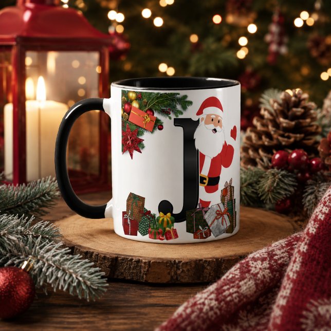 Caneca de Natal com Monograma Personalizado (Criador carregado)