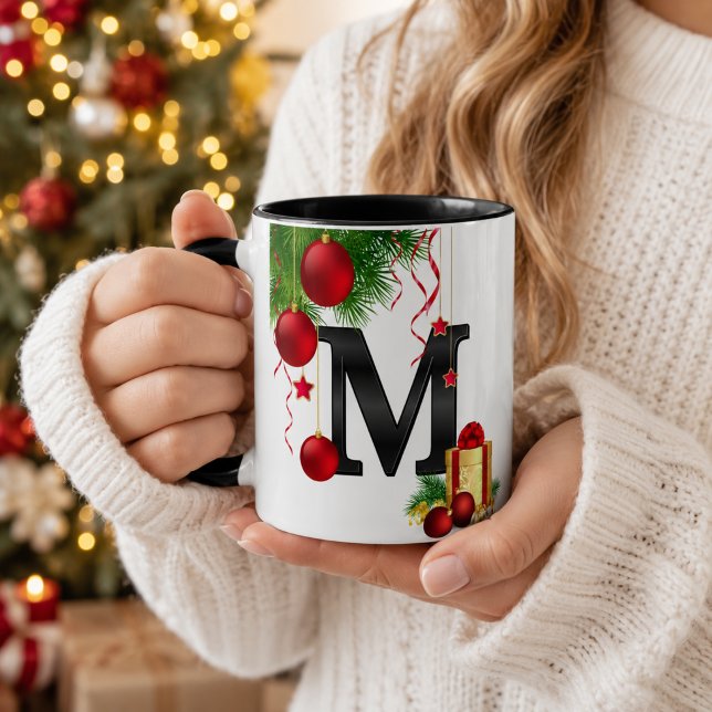 Caneca de Natal com Monograma Personalizado (Criador carregado)
