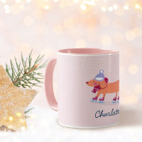 Caneca de Natal com Nome de Cachorro Dachshund Fof
