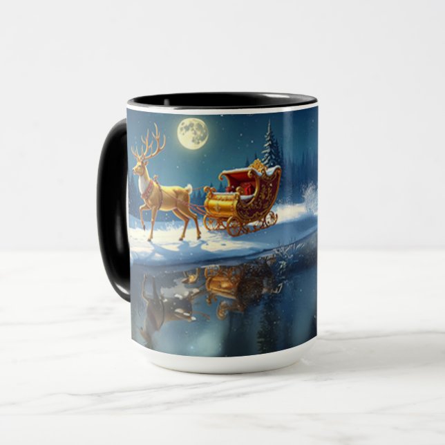 Caneca de Natal com Trenó de Rena (Frente Esquerda)