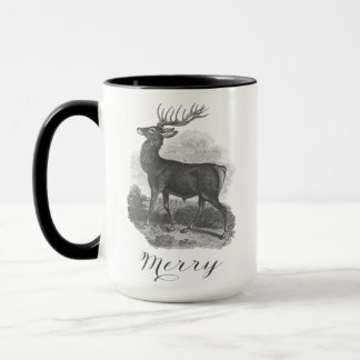 Caneca de Natal com uma bela gravação de veado ant