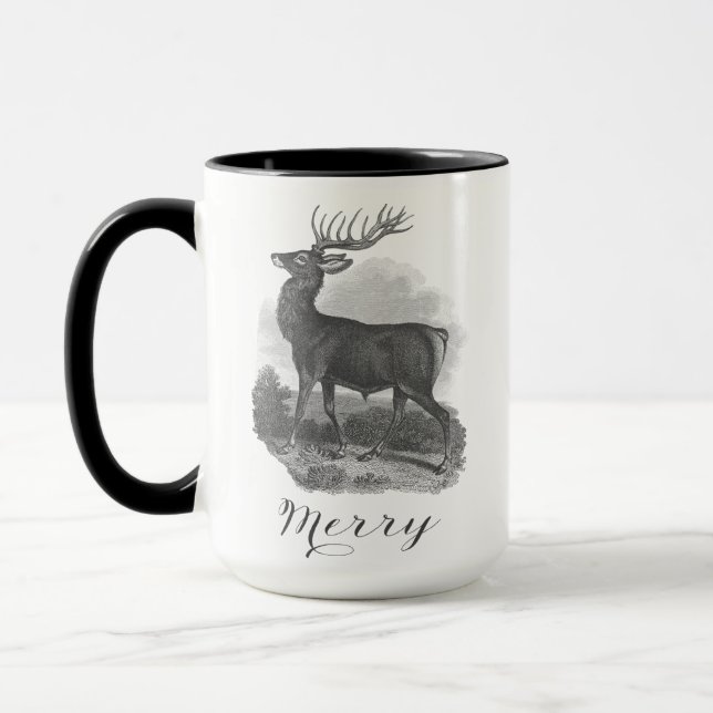 Caneca de Natal com uma bela gravação de veado ant (Esquerda)