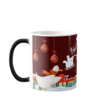 Caneca de Natal com uma vila, Goos e Papais noeis