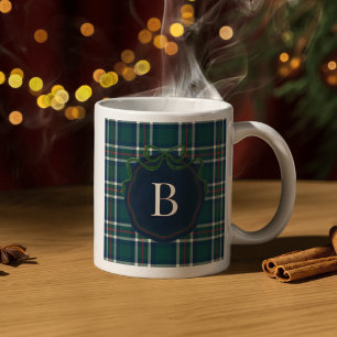 Caneca de Natal com Xadrez Preppy e Monograma