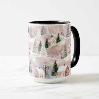 Caneca de Natal da Vila de Inverno Rosa