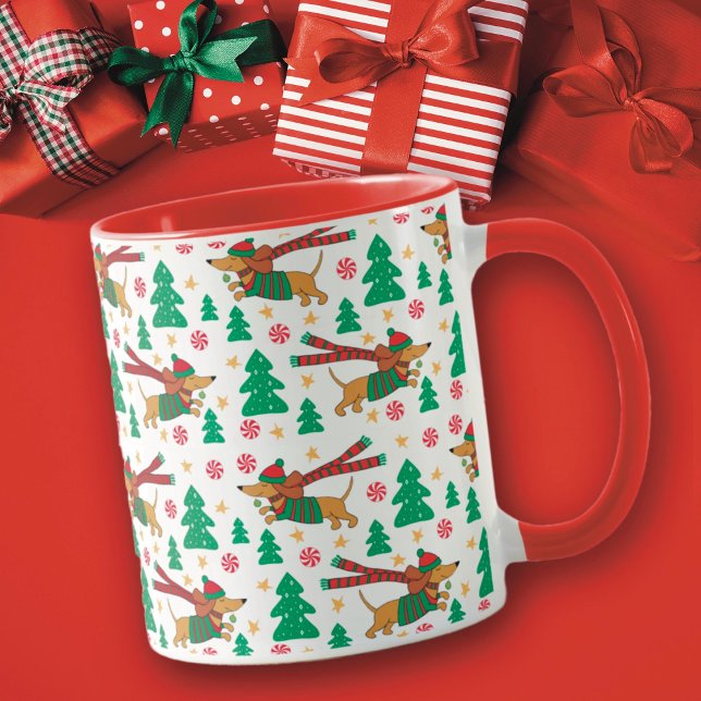 Caneca de Natal Dachshund (Criador carregado)