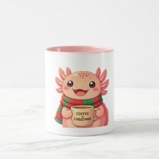 Caneca de Natal de Café com Axolote Fofa