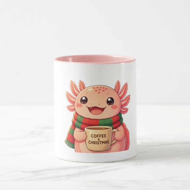 Caneca de Natal de Café com Axolote Fofa (Centro)