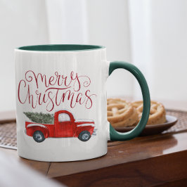Caneca de Natal de Caminhão Vermelho Vintage