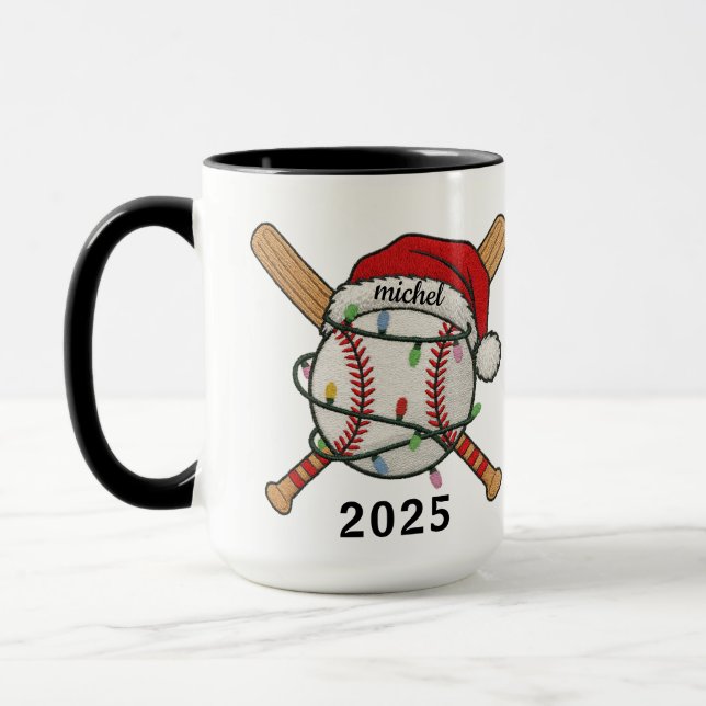 Caneca de Natal de Esportes de Beisebol 2025 | Nom (Esquerda)