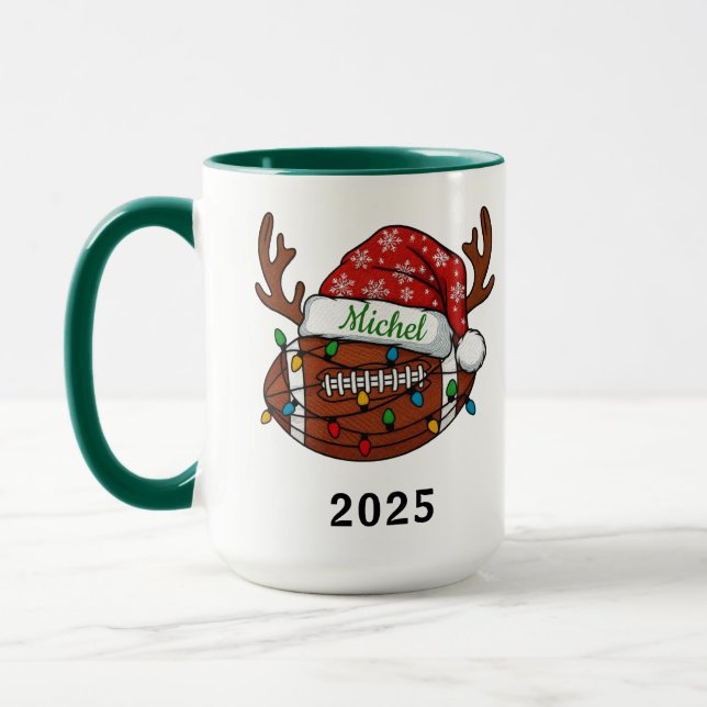 Caneca de Natal de Futebol 2025 | Nome Personaliza (Esquerda)