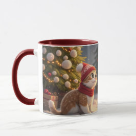 caneca de natal de gato fofo