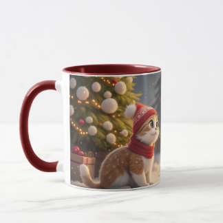 caneca de natal de gato fofo