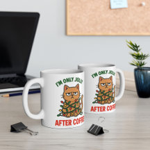 Caneca de Natal de Gato Rupado | Jolly Após Café