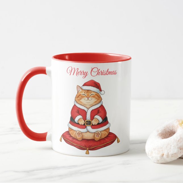 Caneca de Natal de Gato Santa Paws (Com Donut)