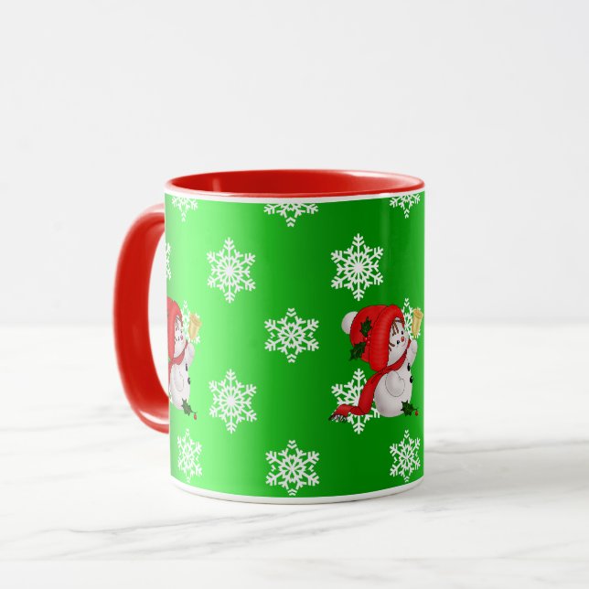 Caneca de Natal de Homem de Neve Fofo (Frente Esquerda)