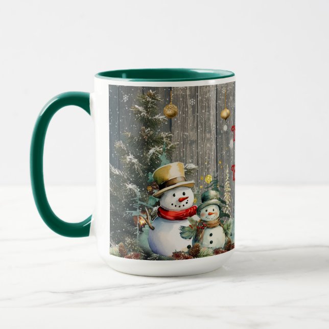 Caneca de Natal do Boneco de Neve Alegre e Brilhan (Esquerda)